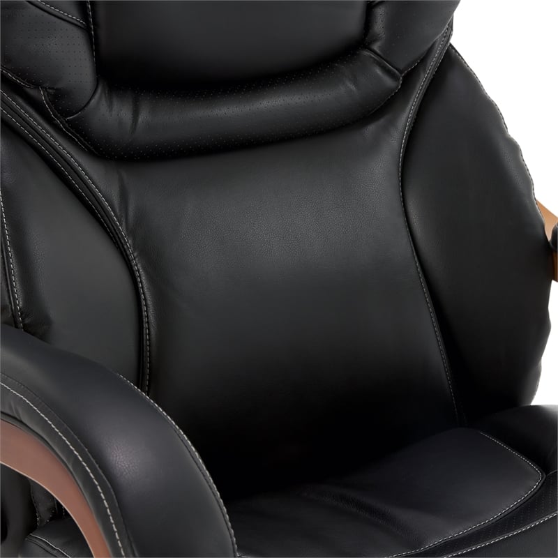 UrbanPro Conway Big and Tall Executive Office Chair with Wood Accents Black