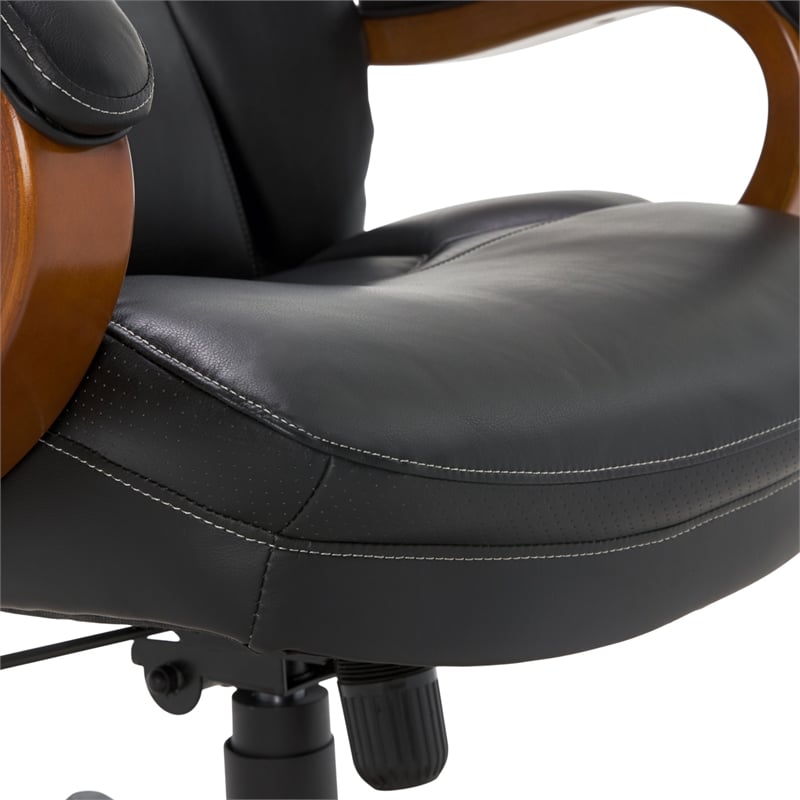 UrbanPro Conway Big and Tall Executive Office Chair with Wood Accents Black