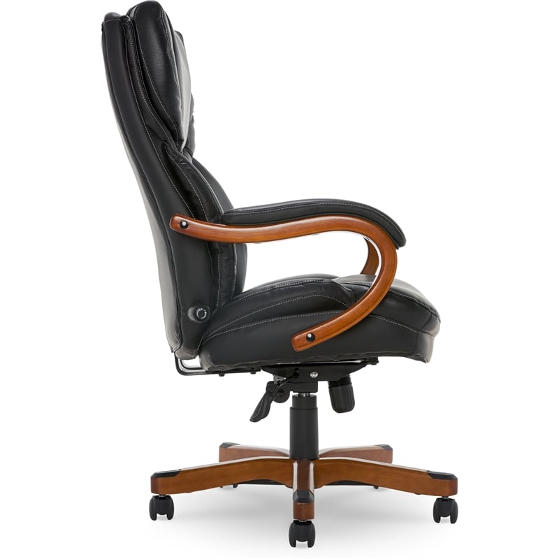UrbanPro Conway Big and Tall Executive Office Chair with Wood Accents Black