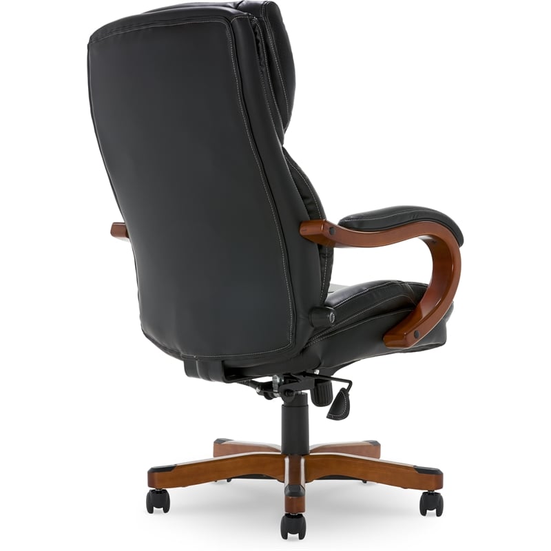 UrbanPro Conway Big and Tall Executive Office Chair with Wood Accents Black