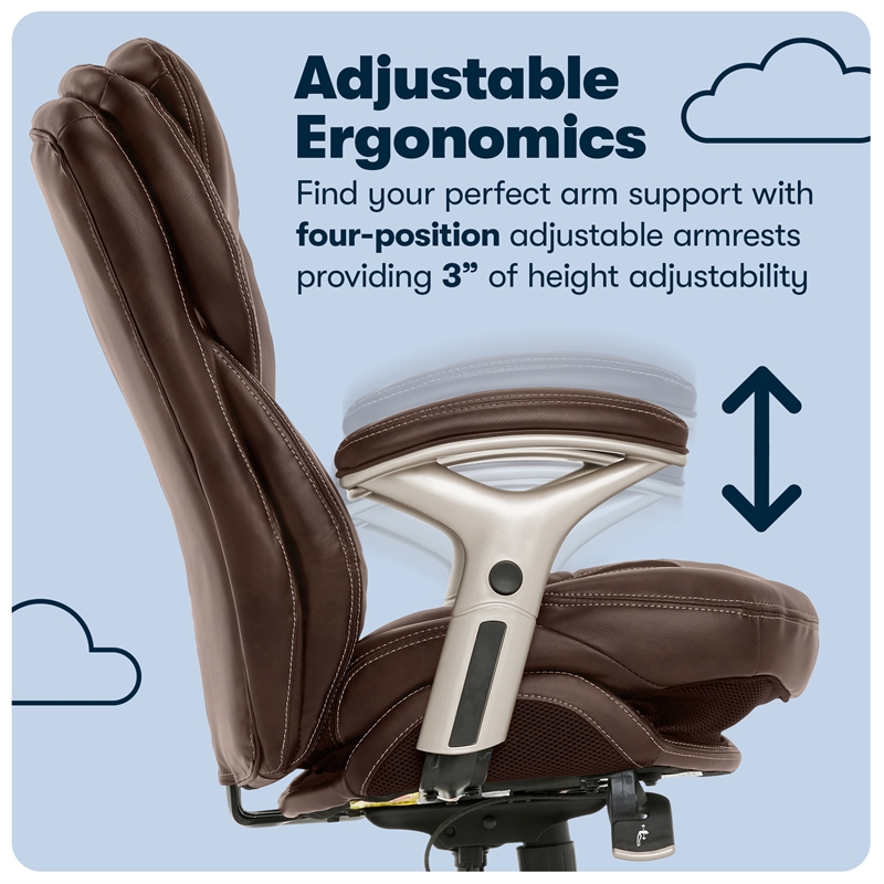 UrbanPro Modern Faux Leather Executive Office Chair with Casters in Brown