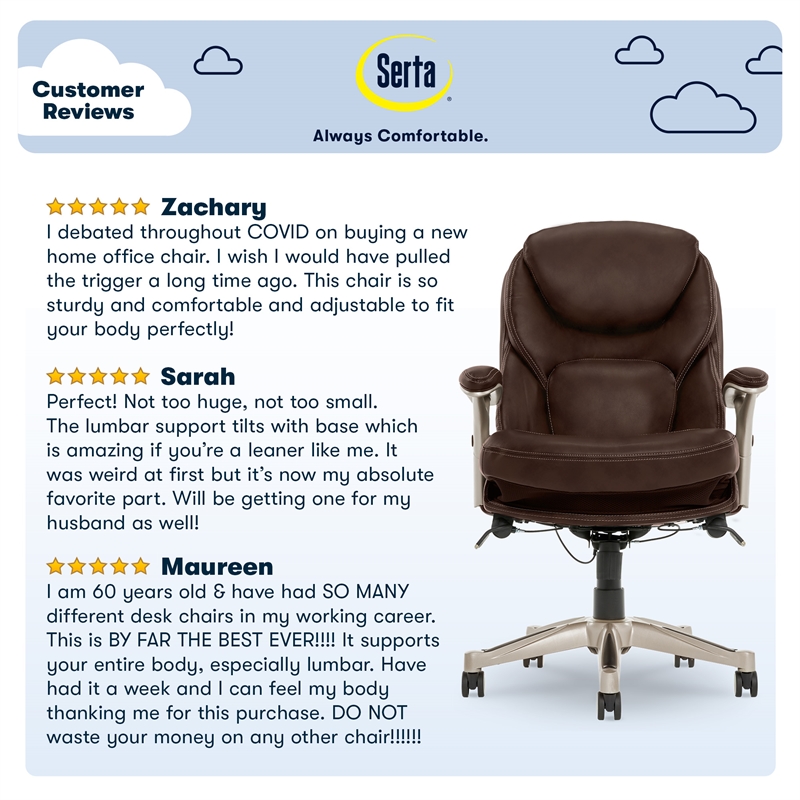 UrbanPro Modern Faux Leather Executive Office Chair with Casters in Brown