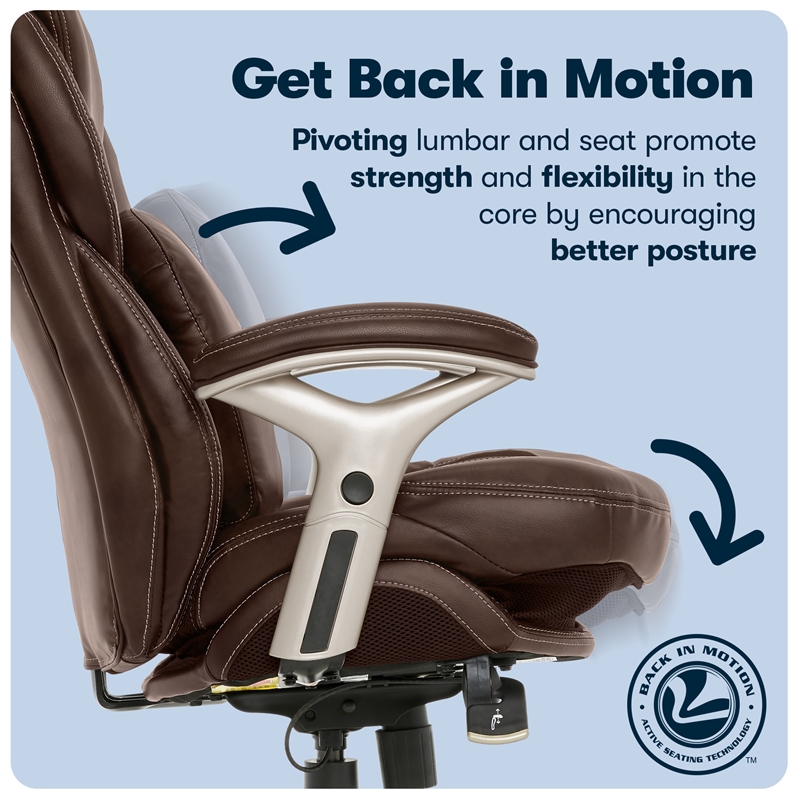 UrbanPro Modern Faux Leather Executive Office Chair with Casters in Brown