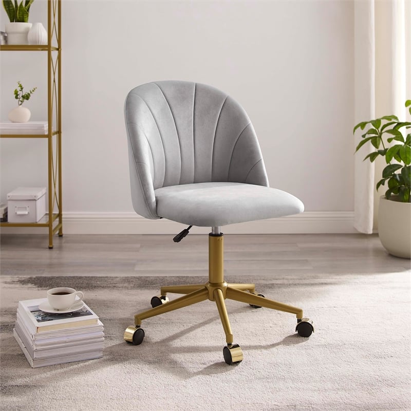 UrbanPro Modern Metal Office Desk Chair in Light Gray Finish