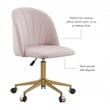 UrbanPro Modern Metal Office Desk Chair in Blush Pink Finish