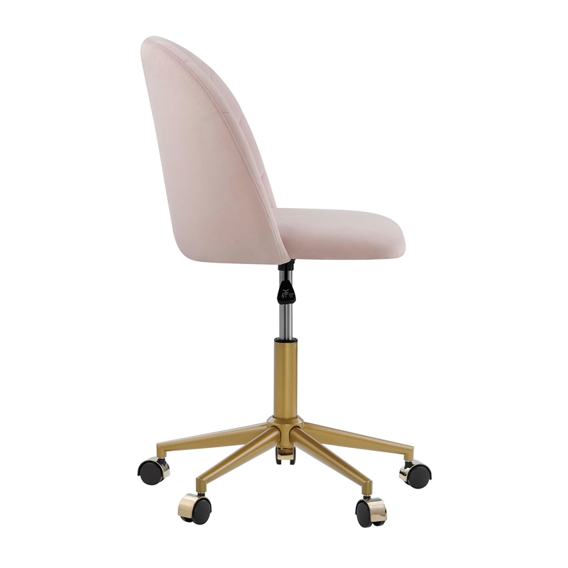 UrbanPro Modern Metal Office Desk Chair in Blush Pink Finish