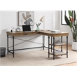 UrbanPro Traditional L-shaped Wooden Desk in Brown Oak Finish