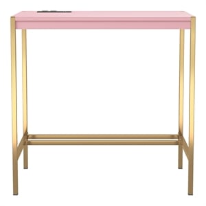UrbanPro Modern Wood Writing Desk with USB Port in Pink Finish