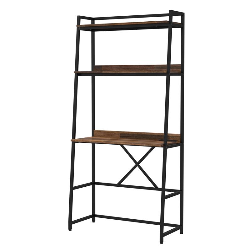 UrbanPro Transitional Metal Writing Desk with USB in Brown Finish