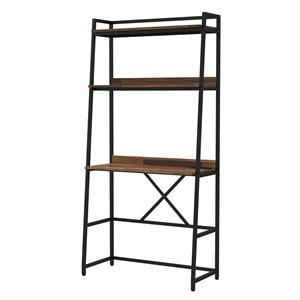 UrbanPro Transitional Metal Writing Desk with USB in Brown Finish