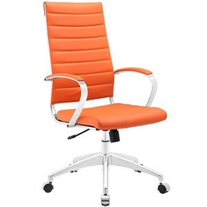 UrbanPro Modern Vinyl/Aluminum High Back Office Chair in Orange