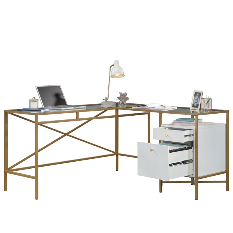 UrbanPro Contemporary Engineered Wood L-Desk in White Finish