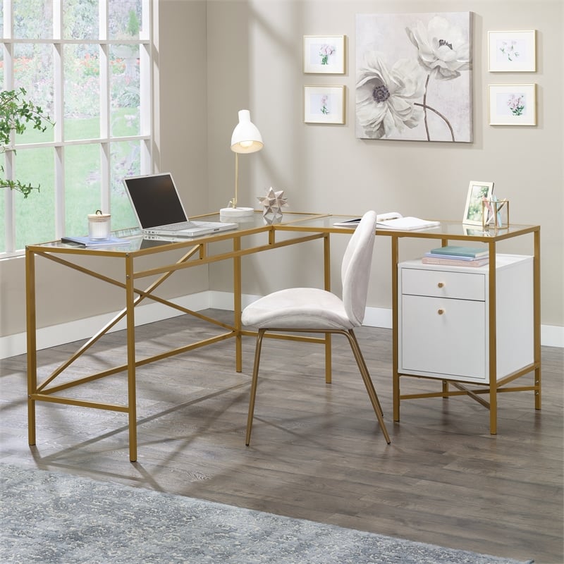 UrbanPro Contemporary Engineered Wood L-Desk in White Finish