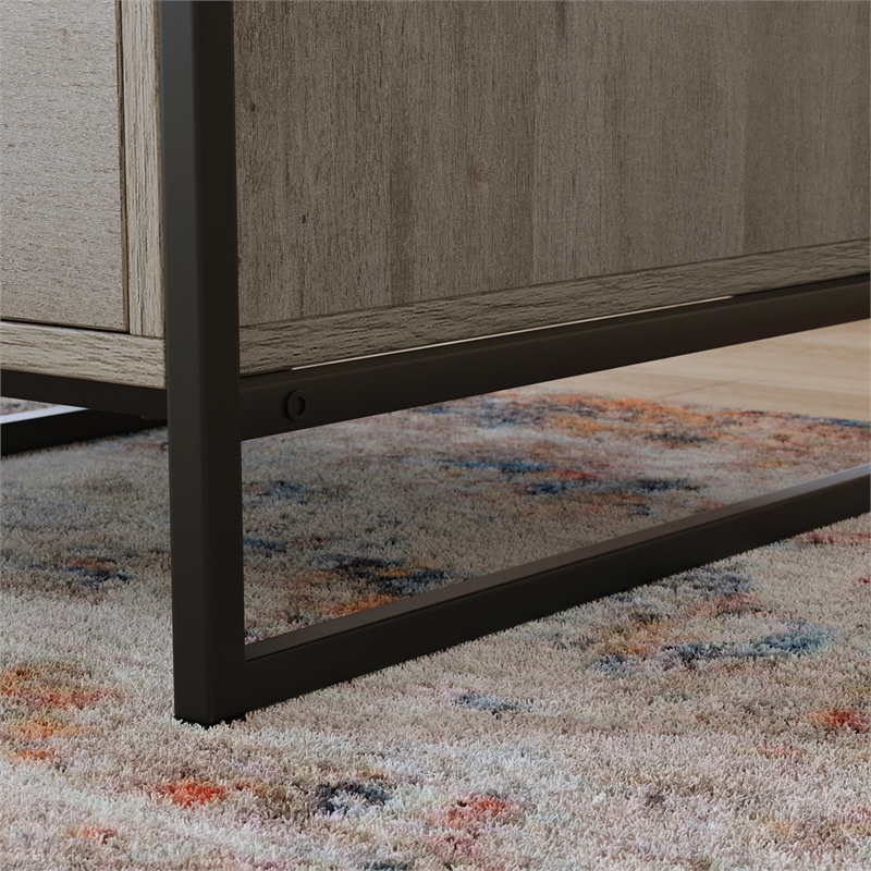 UrbanPro Modern Engineered Wood / Metal L-Desk in Mystic Oak Finish