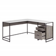 UrbanPro Modern Engineered Wood / Metal L-Desk in Mystic Oak Finish
