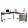UrbanPro Modern Engineered Wood / Metal L-Desk in Mystic Oak Finish