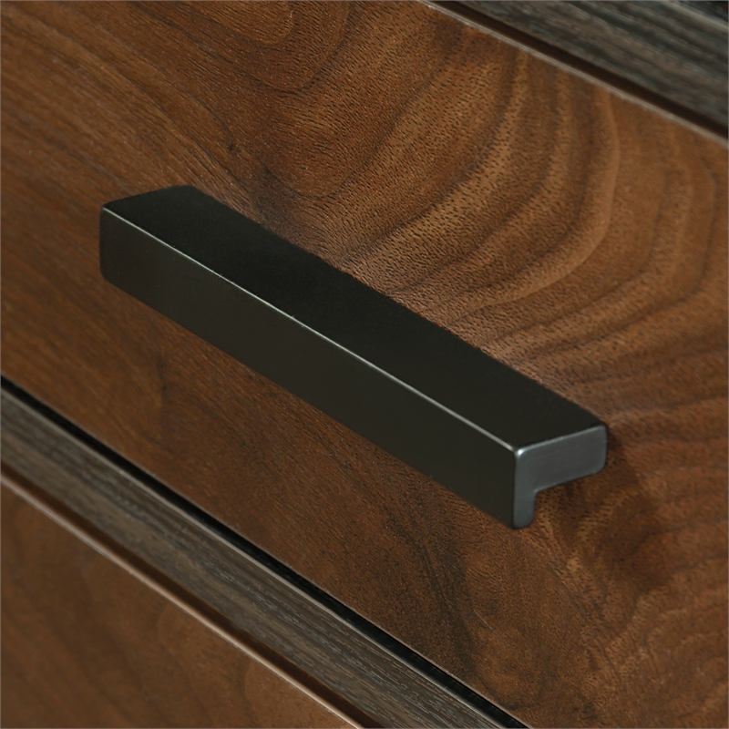 UrbanPro Modern Engineered Wood and Metal L-Desk in Brew Oak