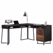 UrbanPro Modern Engineered Wood and Metal L-Desk in Brew Oak