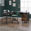 UrbanPro Modern Engineered Wood and Metal L-Desk in Brew Oak