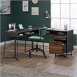 UrbanPro Modern Engineered Wood and Metal L-Desk in Brew Oak