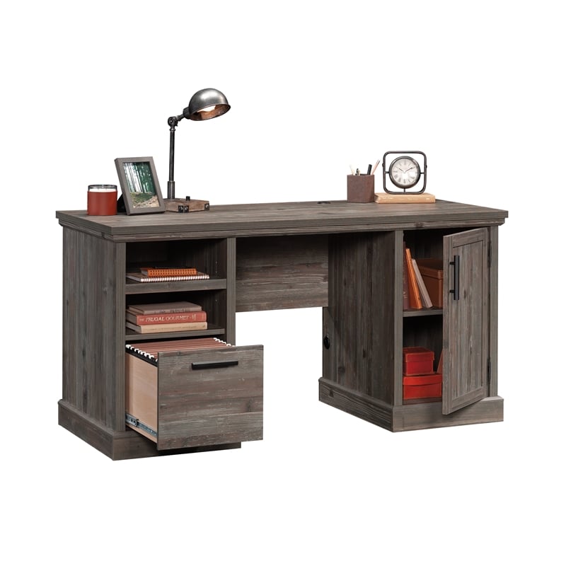 UrbanPro Modern Engineered Wood Computer Desk in Pebble Pine / Brown