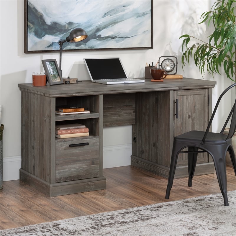 UrbanPro Modern Engineered Wood Computer Desk in Pebble Pine / Brown