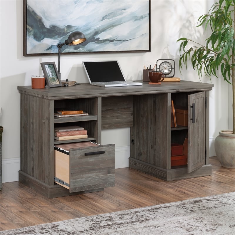 UrbanPro Modern Engineered Wood Computer Desk in Pebble Pine / Brown