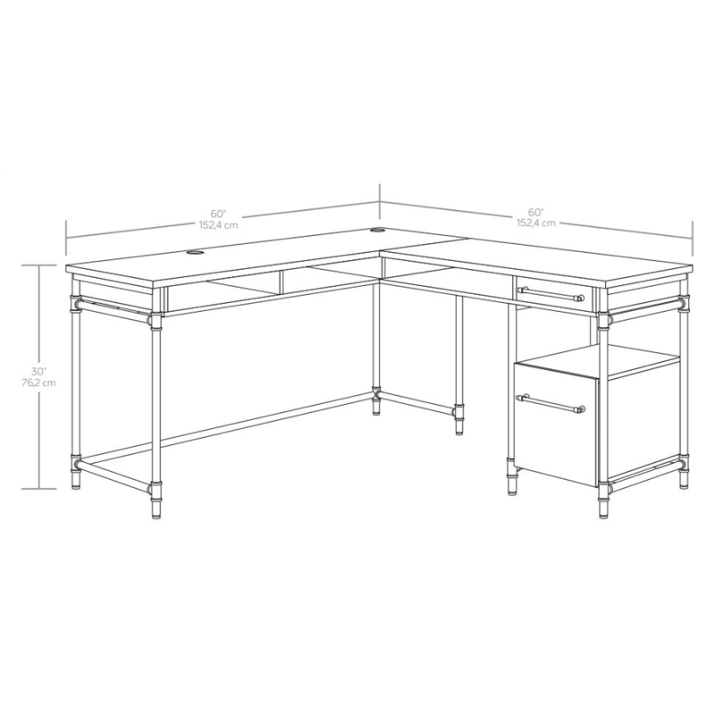 UrbanPro Modern Engineered Wood L-Desk in Checked Oak Finish