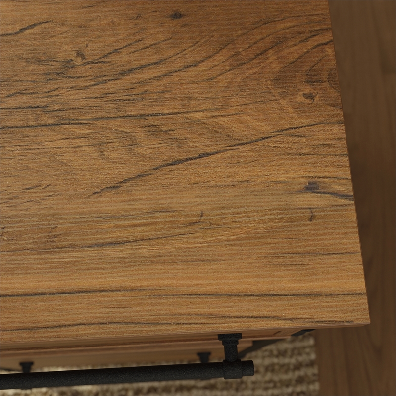 UrbanPro Modern Engineered Wood L-Desk in Checked Oak Finish