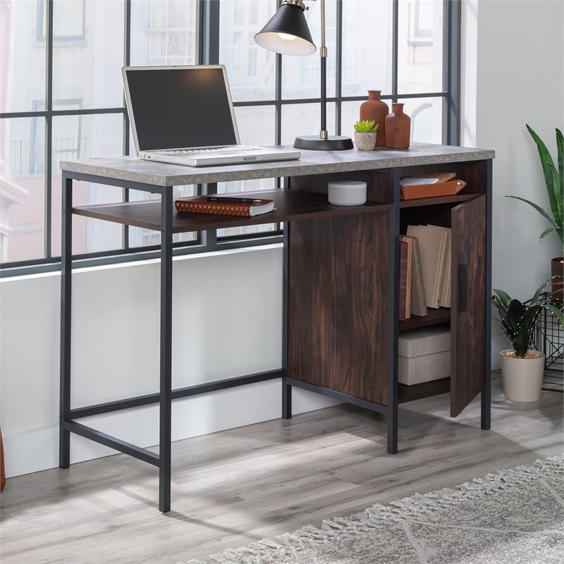 UrbanPro Modern Engineered Wood and Metal Desk in Rich Walnut