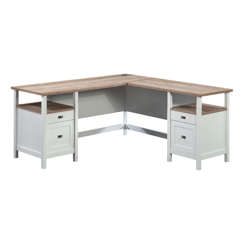 UrbanPro Modern Engineered Wood L-Shaped Desk in White Finish