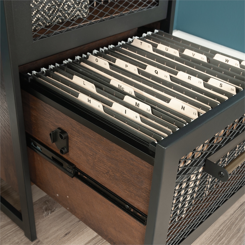 UrbanPro Modern Engineered Wood / Metal File Tower in Barrel Oak