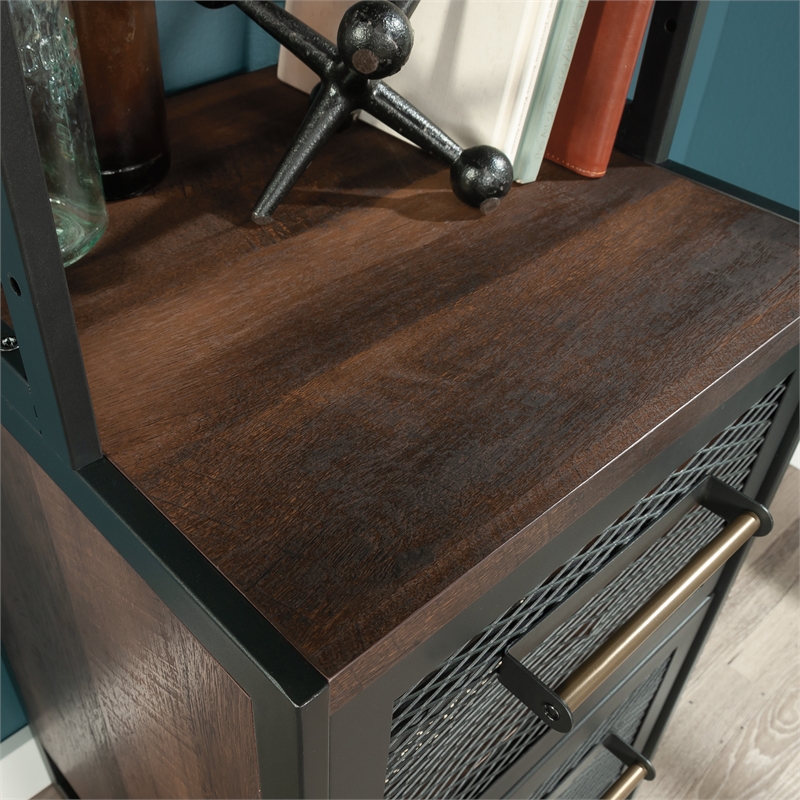 UrbanPro Modern Engineered Wood / Metal File Tower in Barrel Oak