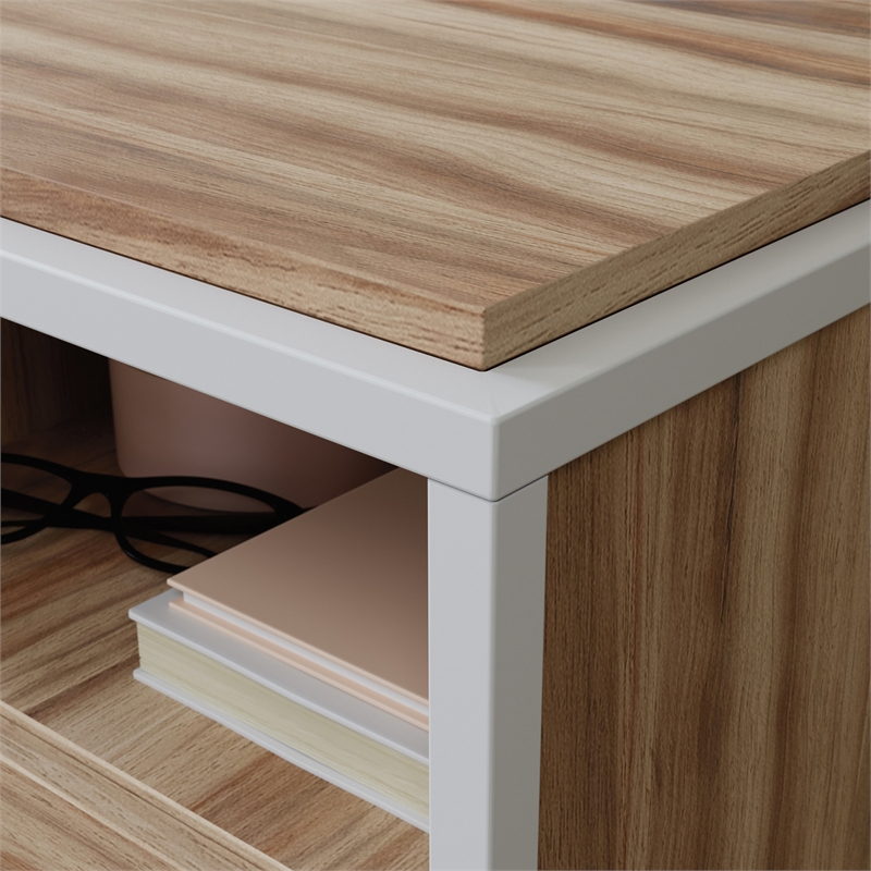 UrbanPro Modern Engineered Wood / Metal Desk in Kiln Acacia/Brown