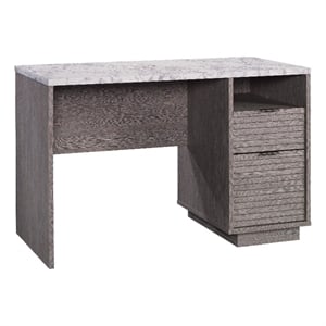 UrbanPro Modern Engineered Wood Single Pedestal Desk in Ashen Oak