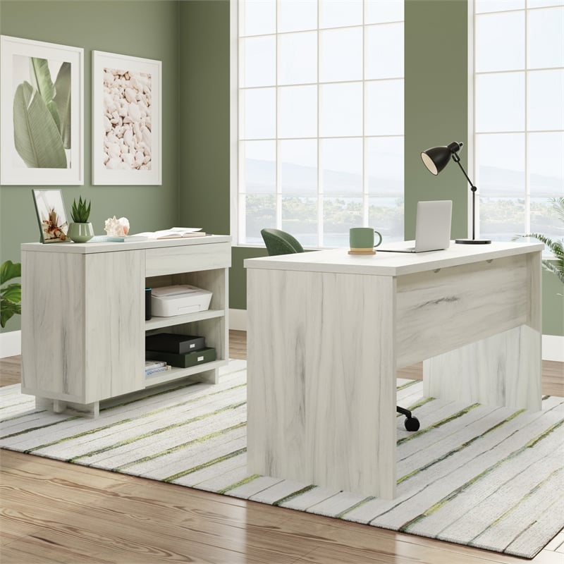 UrbanPro Modern Engineered Wood Desk in Haze Acacia / Natural Finish