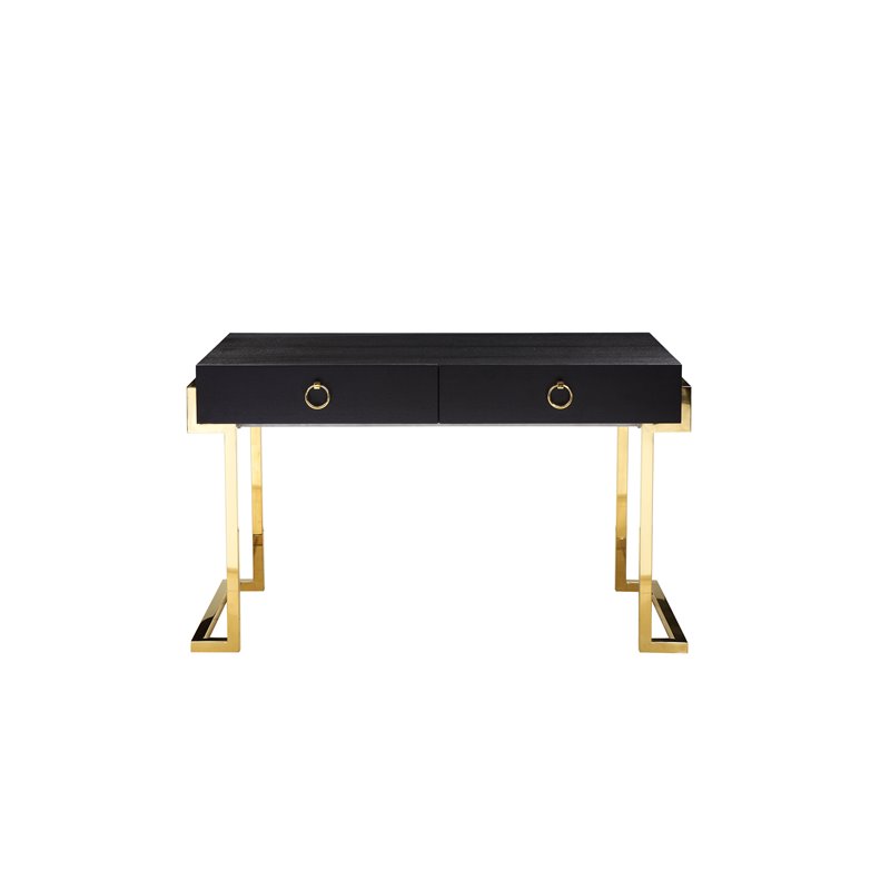 UrbanPro Stainless Steel Desk in Black Ash Veneer & Gold Finish