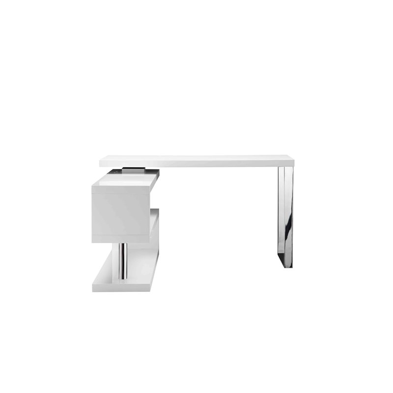 UrbanPro Multi-Position Lacquer & Steel Metal Desk in White Finish