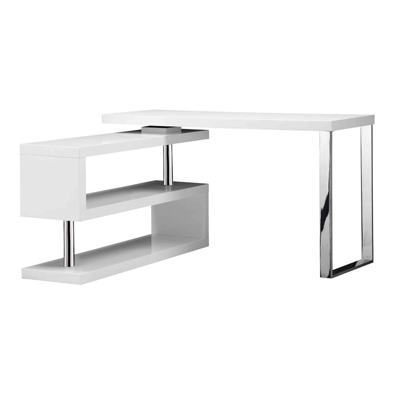 UrbanPro Multi-Position Lacquer & Steel Metal Desk in White Finish