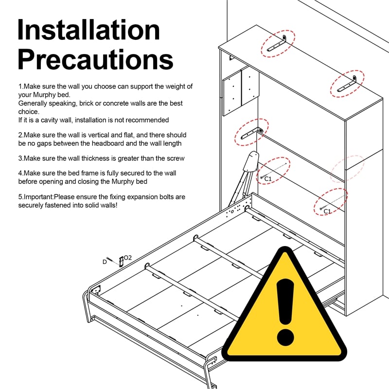 UrbanPro Modern 65-inch Queen Murphy Bed Sturdy in White