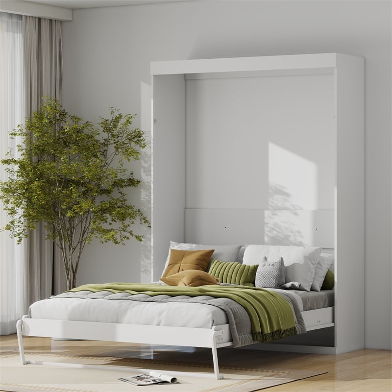 UrbanPro Modern Queen Murphy Bed 65-inch Space-Saving in White