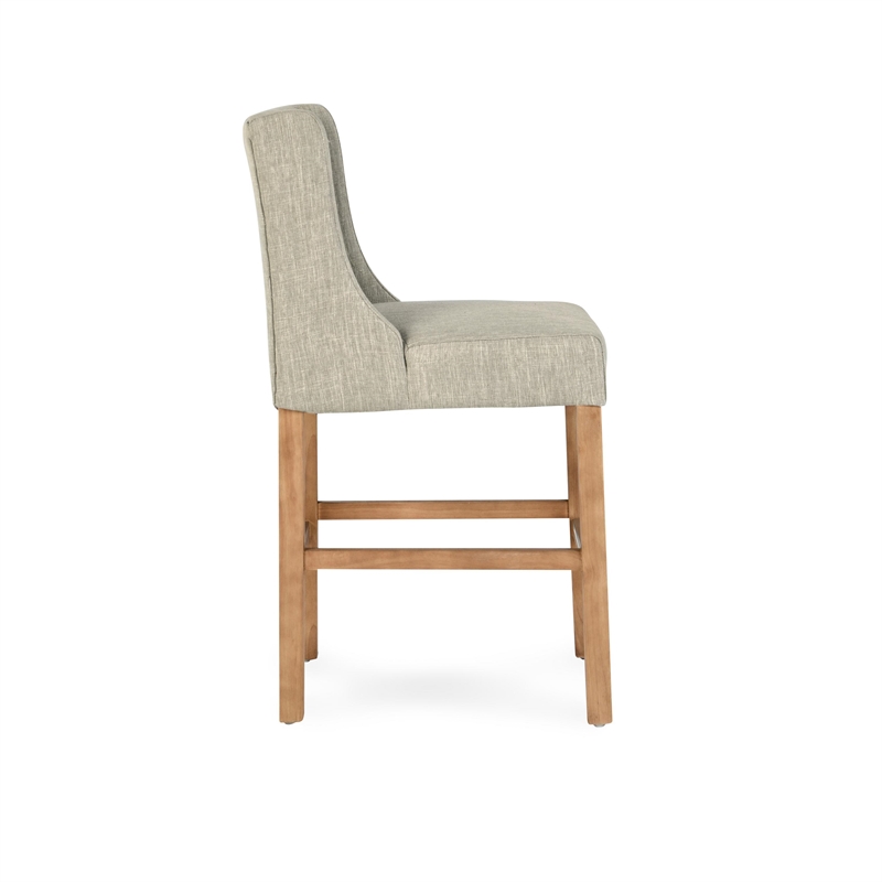 Karla Tufted 24-inch Counter Stool in French Beige Fabric by Kosas Home