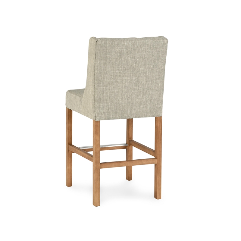 Karla Tufted 24-inch Counter Stool in French Beige Fabric by Kosas Home