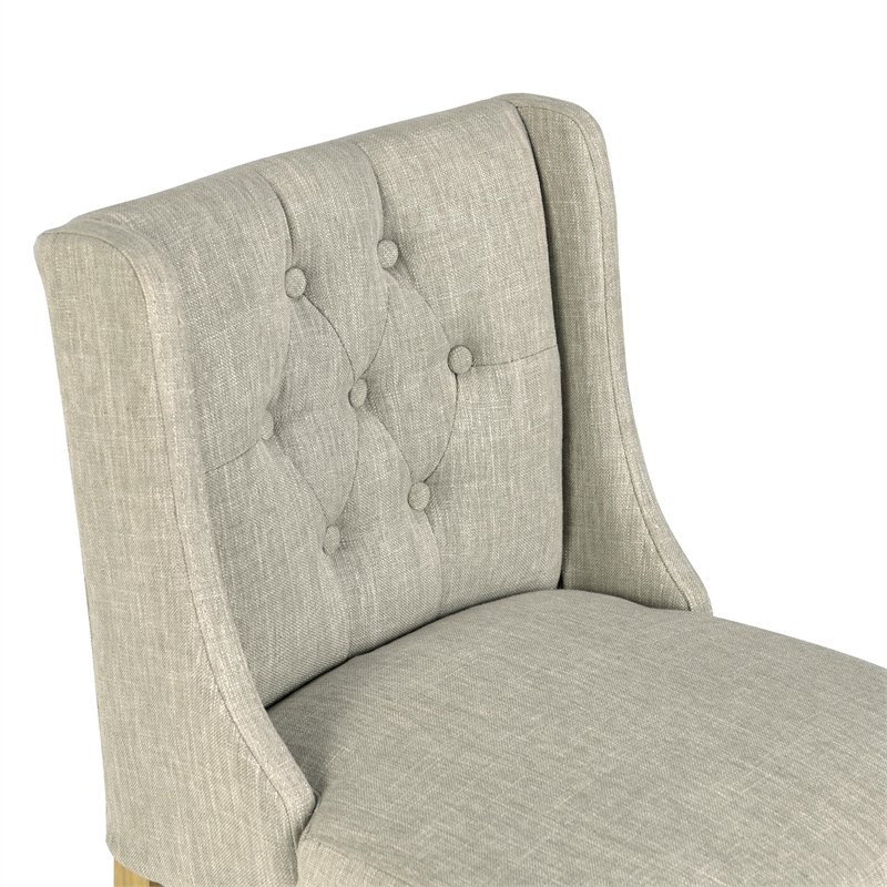 Karla Tufted 24-inch Counter Stool in French Beige Fabric by Kosas Home