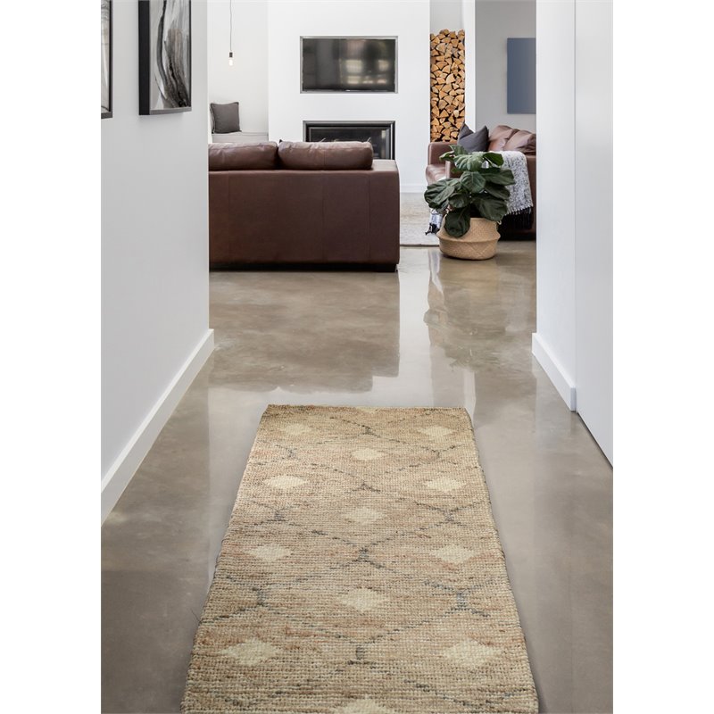 kosas home reign 31.2x96&quot transitional wool jute and cotton rug in natural