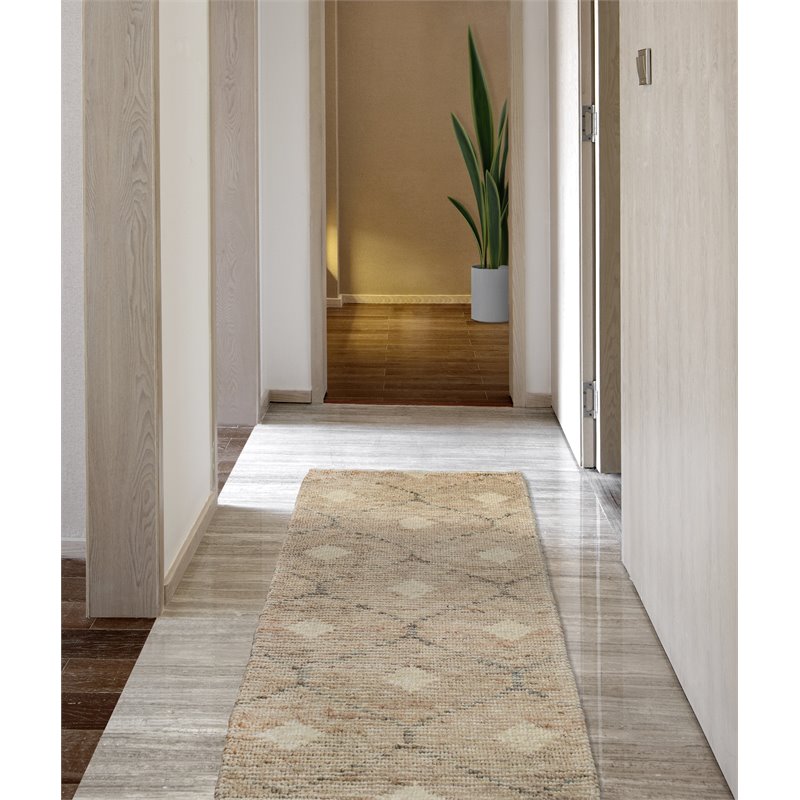 kosas home reign 31.2x96&quot transitional wool jute and cotton rug in natural