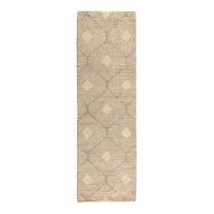 Kosas Home Reign 31.2x96&quot Transitional Wool Jute and Cotton Rug in Natural