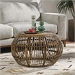 Kosas Home Lira Round Wicker / Rattan Subalio Coffee Table in Espresso