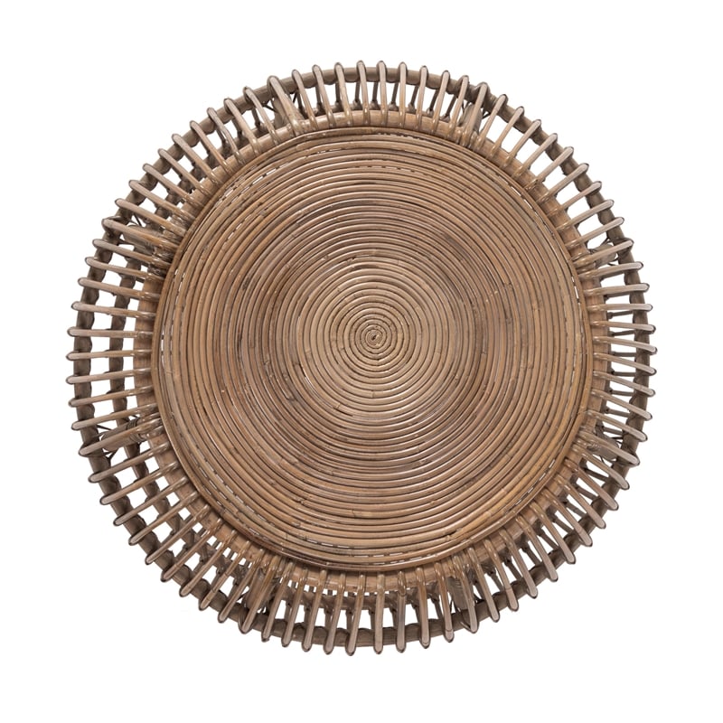 Kosas Home Lira Round Wicker / Rattan Subalio Coffee Table in Espresso