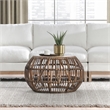 Kosas Home Lira Round Wicker / Rattan Subalio Coffee Table in Espresso